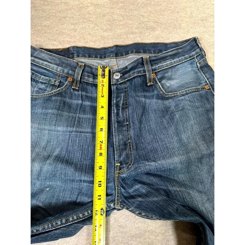 Levis 501 Original Fit Straight Jeans Mens 36x34 Blue Denim Cotton‎ Button Fly